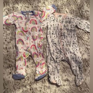 EUC Gerber White and Pink Footies One Pieces